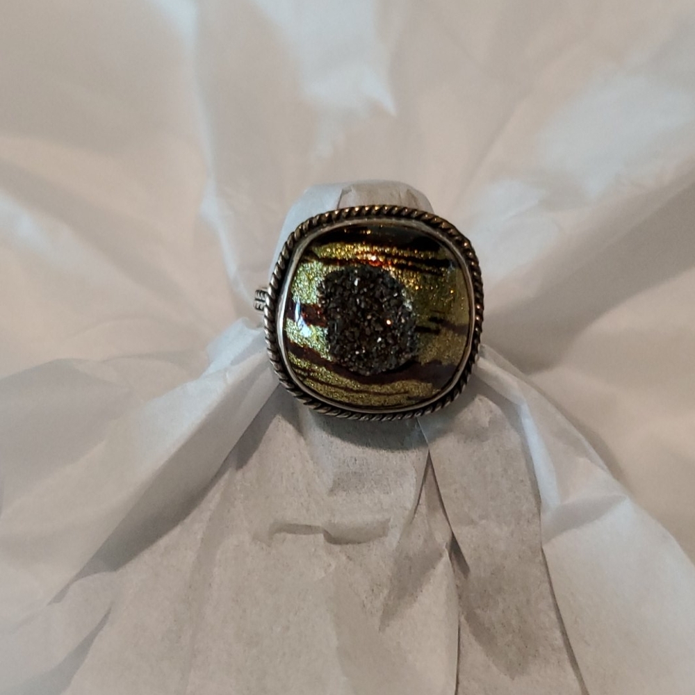 Printed Drusy Quartz Ring